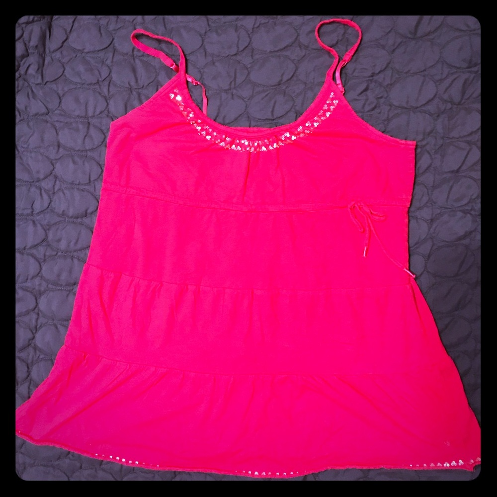 American Eagle XL Pink tank top w/ silver sequins